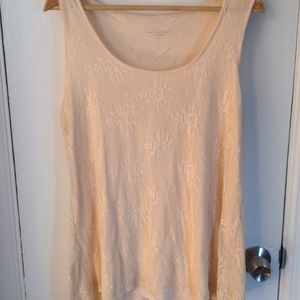 Beige shell with lace overlay